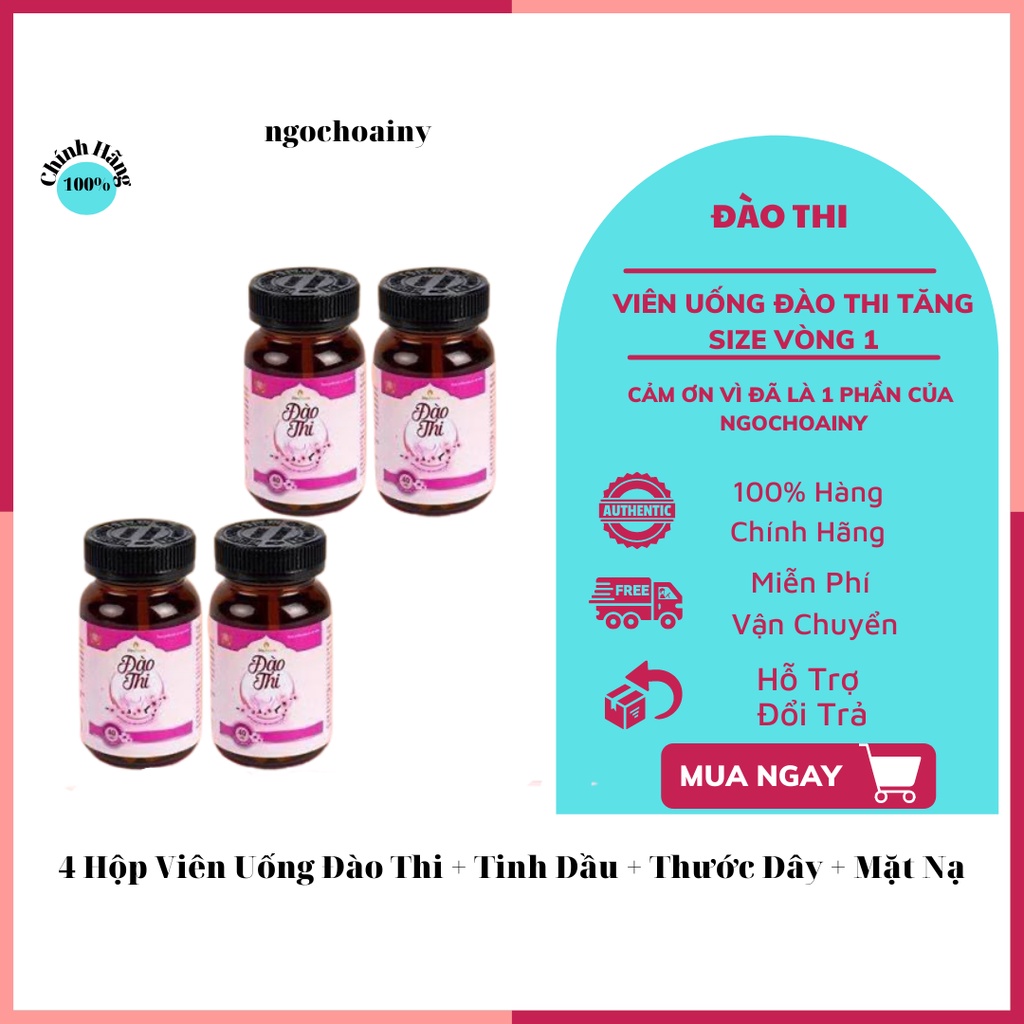 4 Hộp Viên Uống Đào Thi Tăng V1+Tặng Tinh Dầu MaSa V1+Thước Dây