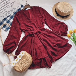 JUMPSUIT ĐỎ TẦNG CỘT EO