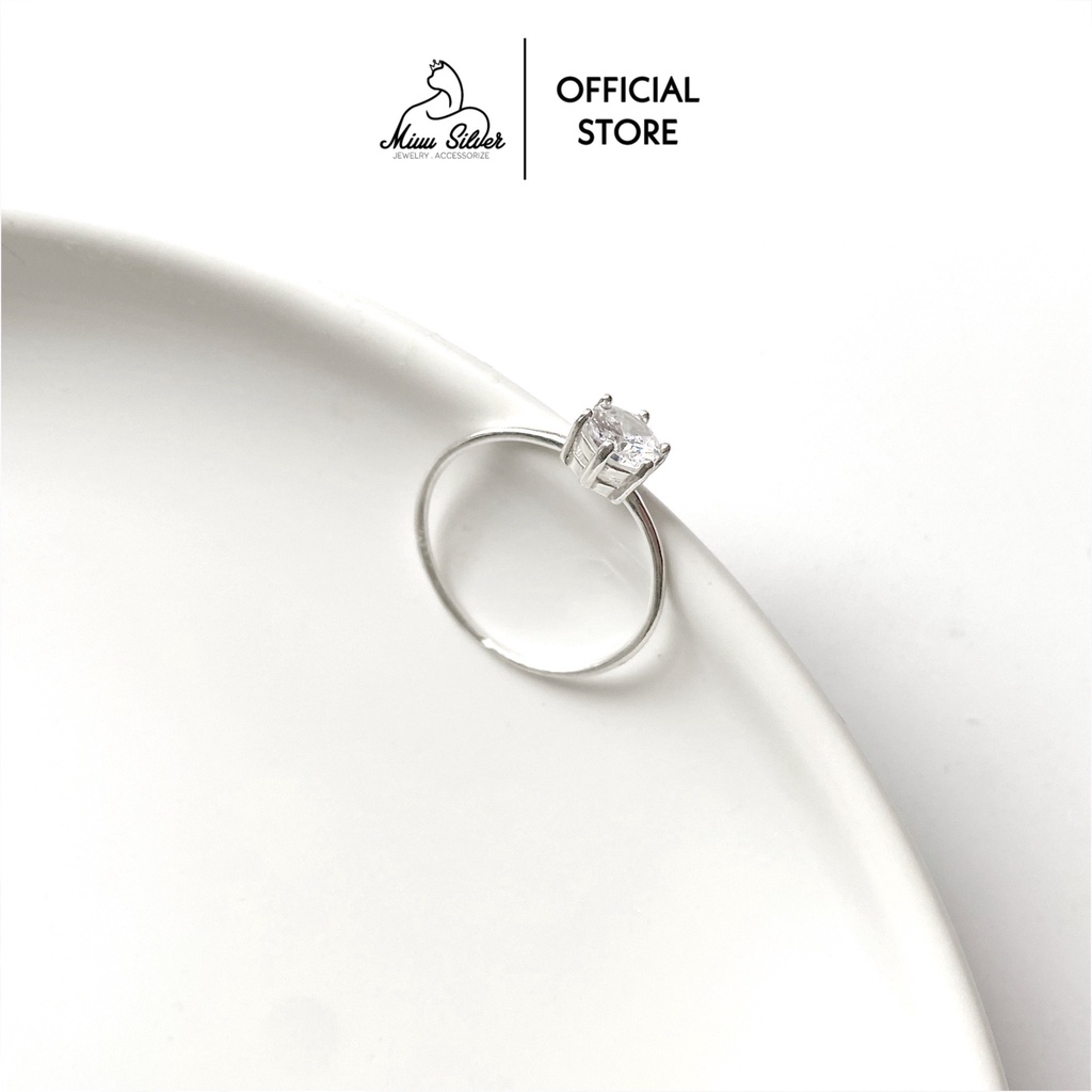 Nhẫn bạc nữ Miuu Silver, nhẫn đính đá 6 trấu Caryl Ring