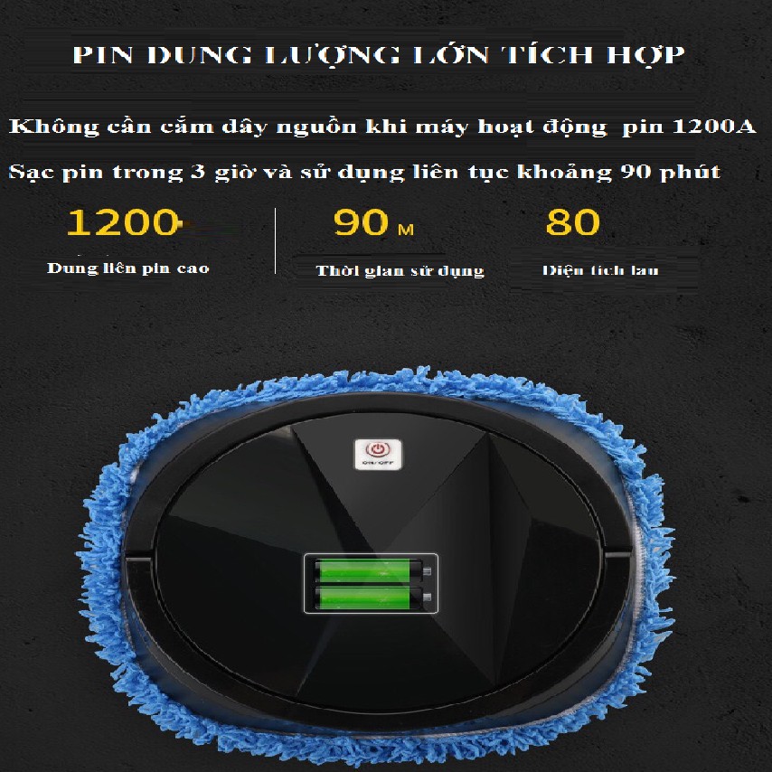 Robot lau nhà - Máy lau nhà chuyên dụng lau ướt công nghệ lốc xoáy sử dụng pin sạc cổng usb tiết kiệm điện