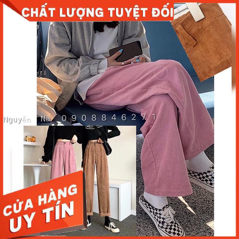 [ảnh thật] Quần culottes Nhung Gân ống rộng phong cách ulzang- bảng màu shop tự chụp