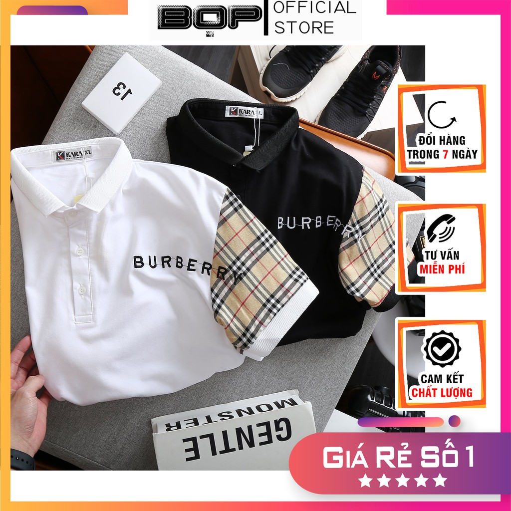 Áo Thun nam BURBERRY có cổ thun nam ngắn tay: Kiểu dáng Hàn Quốc chất liệu cotton , co giãn 4 chiều