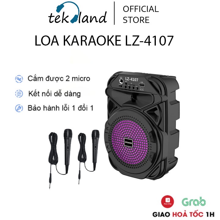 Loa bluetooth mini karaoke có đèn led Lz-4107 âm thanh chuẩn speaker tặng kèm mic