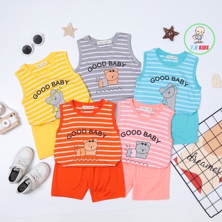Bộ ba lỗ thun lạnh sọc dệt Minkymom cho bé