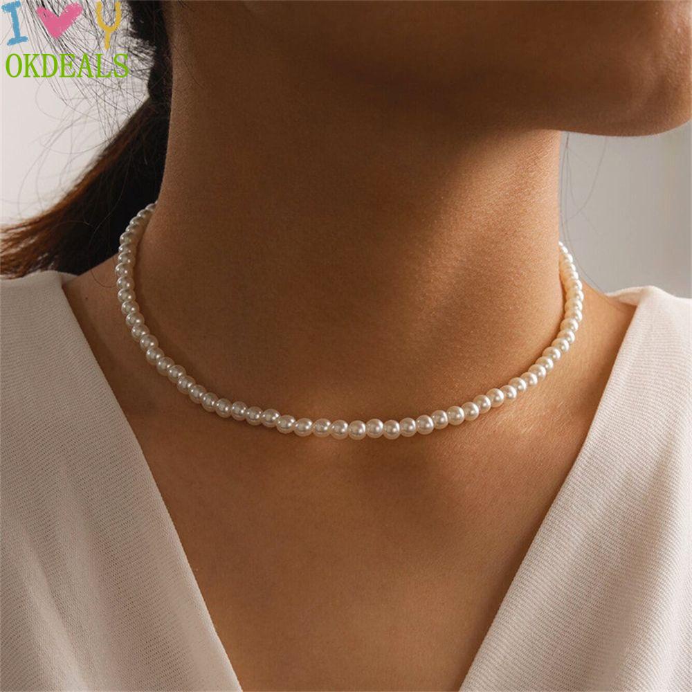 Vòng Cổ Choker Đính Hạt Ngọc Trai Nhân Tạo Hình Tròn Lớn Dành Cho Tiệc Cưới|Vòng Cổ Phong Cách Bohemian Thời Trang Mới Cho Nữ