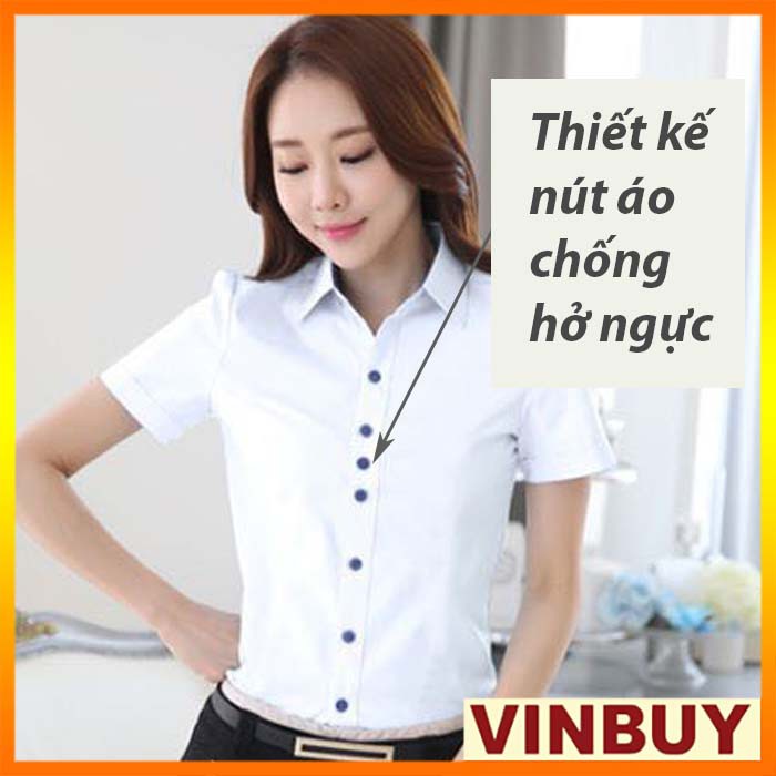 Áo sơ mi trăng tay ngắn nữ, form công sở, sản phẩm bao kiểm tra hàng trước khi giao, đảm bảo hài lòng