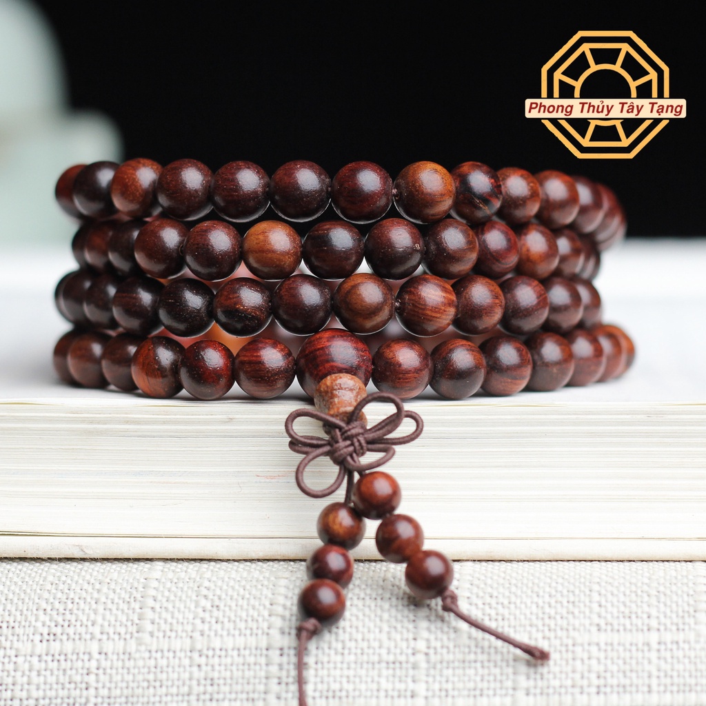 Vòng tay phong thủy, Vòng Gỗ Trắc chuỗi tràng 108 hạt Bình an May mắn - [TẶNG TÚI GẤM] - Phong Thủy Tây Tạng