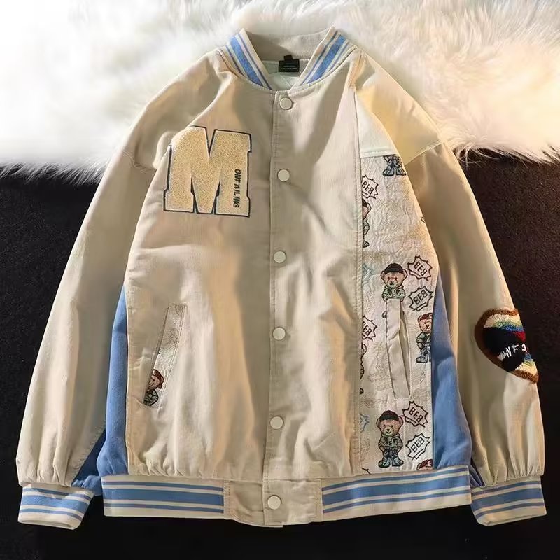 Áo Khoác Bóng Chày Tay Dài Dáng Rộng Cổ Điển Thời Trang unisex Phong Cách Hàn Quốc