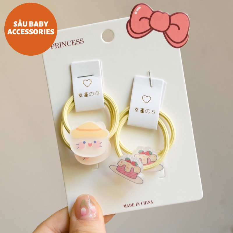 Sét 2 đôi dây chun buộc tóc hình siêu cute cho bé