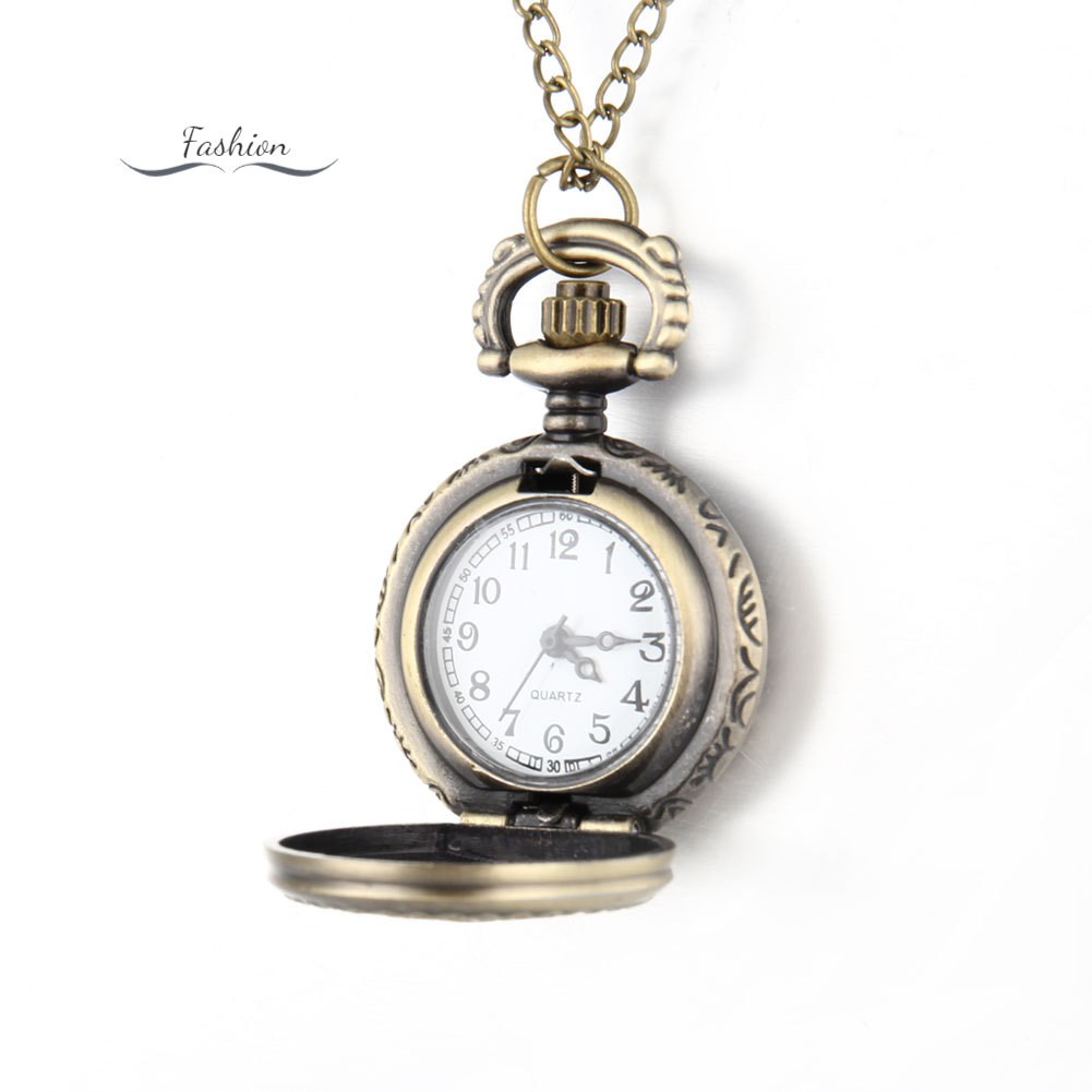 Men Pocket Watch Retro Bronze Tone Round Shape Spider Web Pattern Watches With Chain Necklace @vn