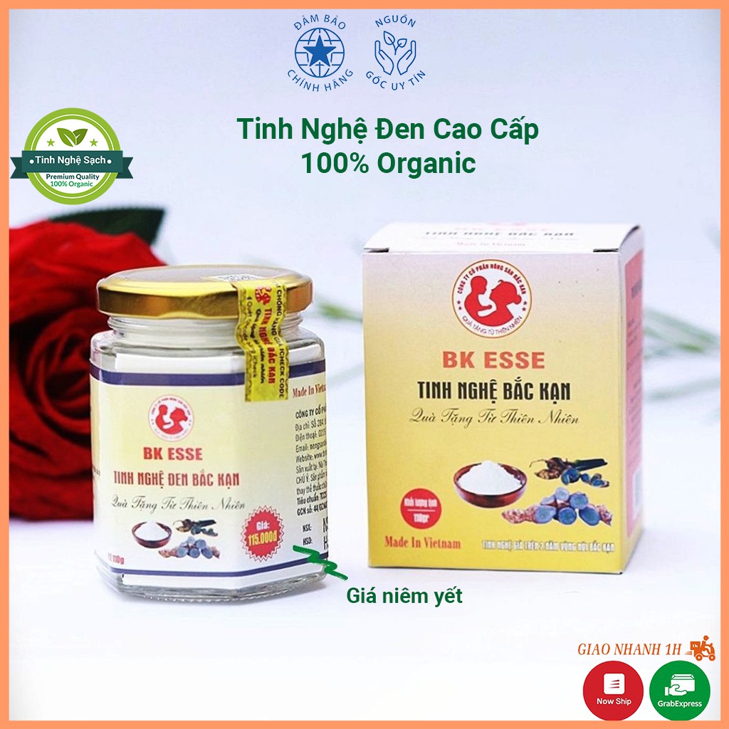 Tinh bột nghệ đen nguyên chất Bắc Kạn, Tinh bột nghệ đen cao cấp Bắc Kạn 110g, có chứng nhận Tiêu chuẩn Organic