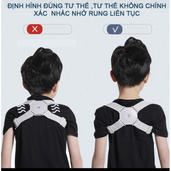 Đai chống gù lưng trẻ em định hình cột sống chữa lưng gù, lưng tôm cảm biến rung khi ngồi sai tư thế