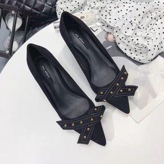 Giày da lộn gót 5cm
