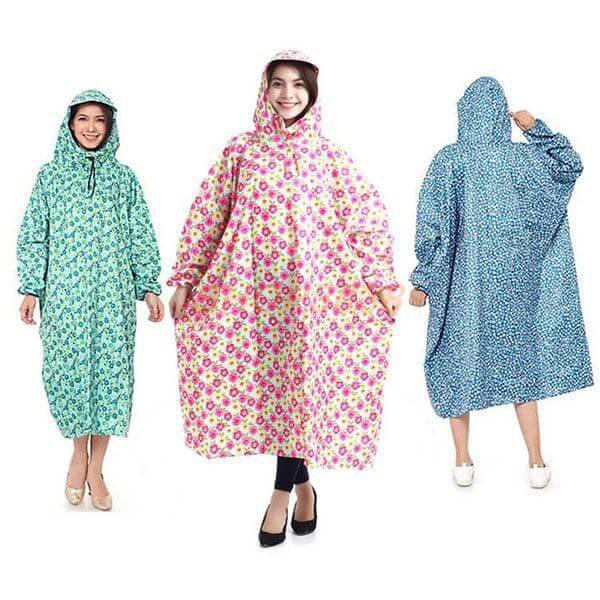 Áo Mưa Bít Vải Dù 1m4 Hoa, Sọc Caro Không Thấm Nước ( Không Xẻ Tà ) - hàng cao cấp