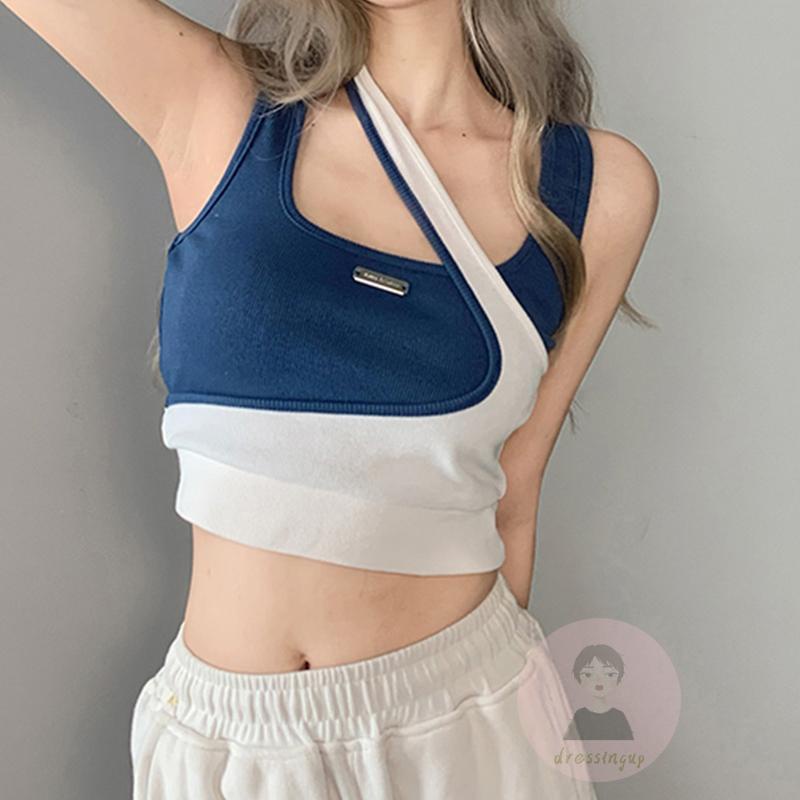 Áo Tank Top Hai Dây Màu Sắc Tương Phản Thời Trang Mùa Hè Cho Nữ