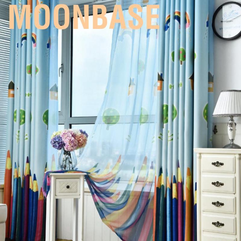 Moonbase curtains Window Curtain Cartoon Pencils Pattern Sheer Drape Child Kids Room Bedroom  blackout