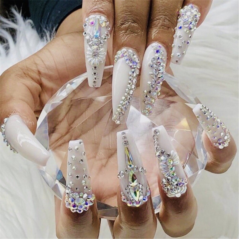 Khay đá bảy màu chân bằng trong suốt phụ kiện nail móng