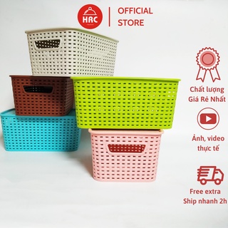 Giỏ Nhựa Hàn Quốc Có Nắp Đậy Song Long Cỡ Bé [GIÁ RẺ] Giỏ Đựng Đồ  2572