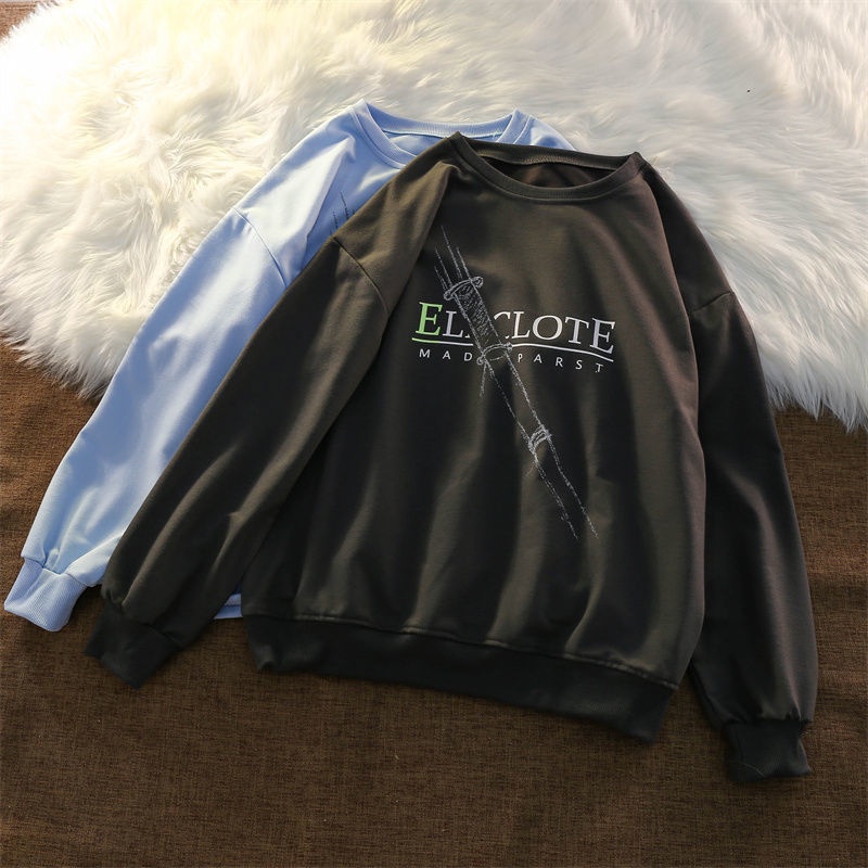 ZHELIHANGFEI Áo Thun Tay Dài Dáng Ôm In Chữ Thời Trang