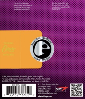 Elixir Acoustic Guitar Strings Phosphor Bronze with NANOWEB Medium 13-56 (16102)