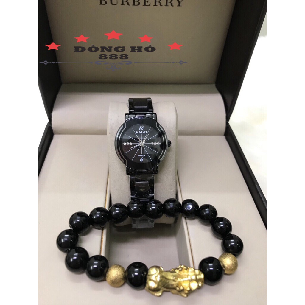 Đồng hồ nữ HALEI máy Nhật dây thép chống ghỉ chống bay màu mặt tròn màu đen size 26mm, kính chống xước chống nước HL457 | BigBuy360 - bigbuy360.vn