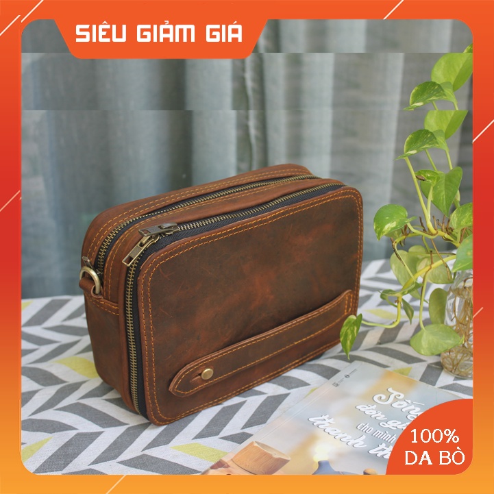 TÚI ĐEO CHÉO 2 IN 1 - TÚI ĐEO CHÉO CẦM TAY - DA BÒ THẬT - BUFFALO LEATHER BF115 - THỜI TRANG NAM