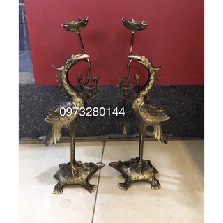 Đôi hạc thờ bằng đồng màu giả cổ cao 31cm