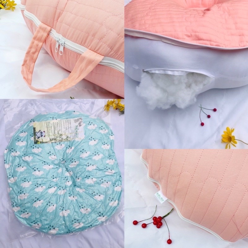 Gối chống trào ngược trần bồng cao cấp tặng kèm gối chống lõm đầu cho bé