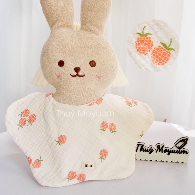 Yếm tròn xô xoay 360 Muslin hoạ tiết Gấu, Thỏ cho bé