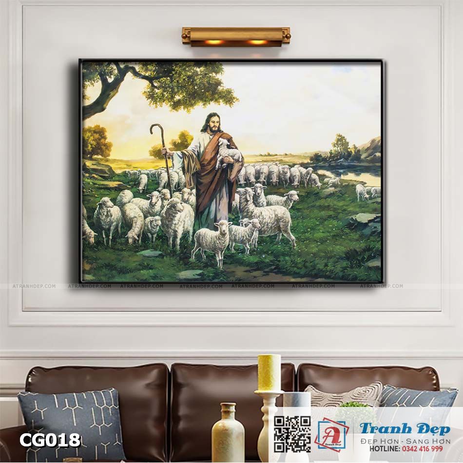 Tranh canvas trang trí Thiên Chúa Giáo - Chúa chiên lành - CG018