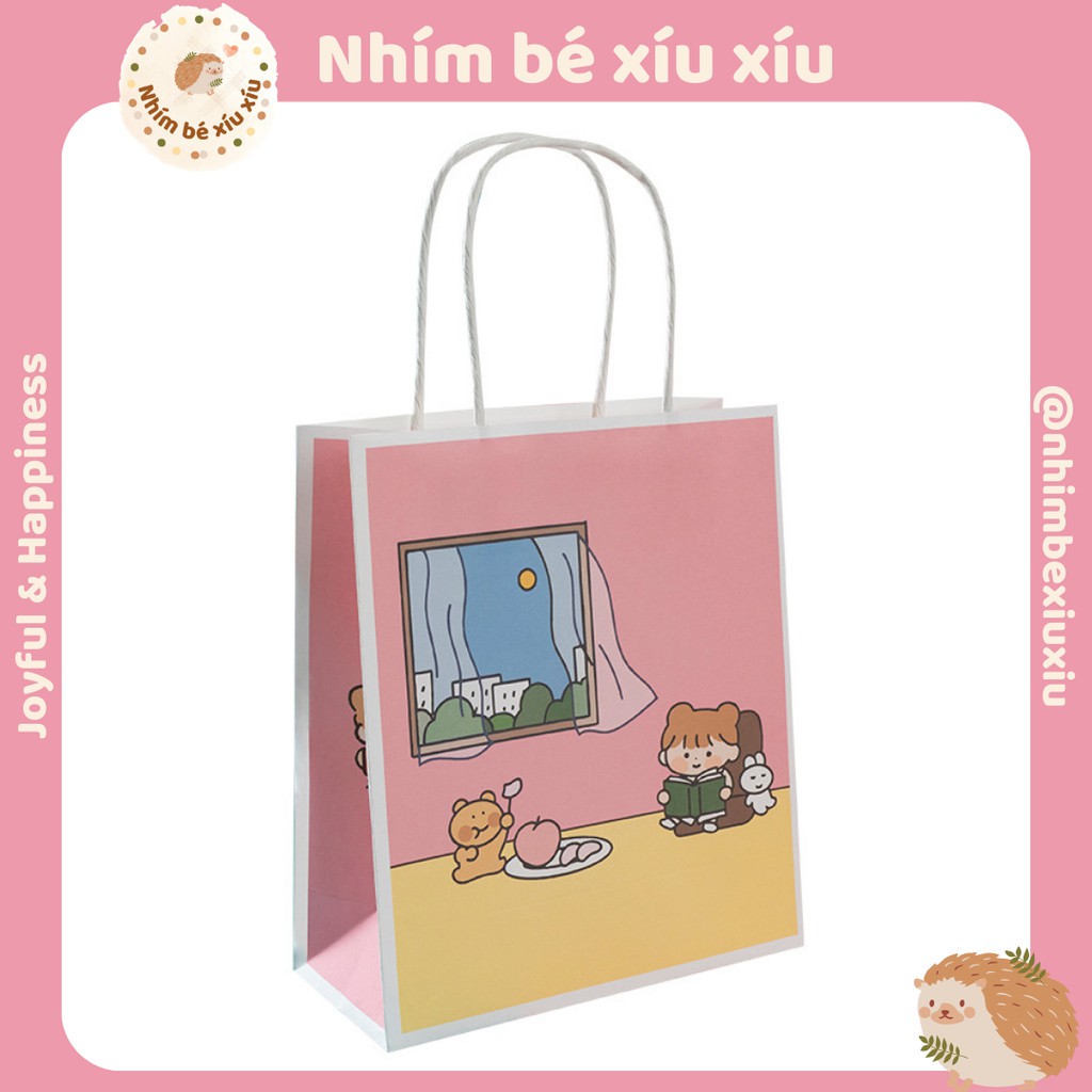 Túi giấy đựng quà tặng có quai xách Mira Girl/Gấu Thỏ 18*21*8 cm VT54 | BigBuy360 - bigbuy360.vn