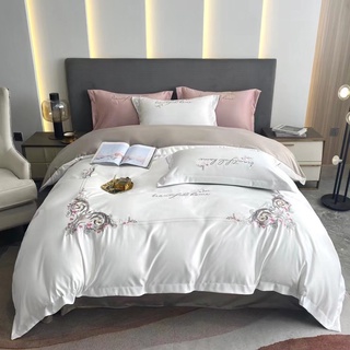 Bộ vỏ chăn ga gối Phi Lụa M2T BEDDING LUXURY hàng cao cấp - Phi lụa thêu hoa