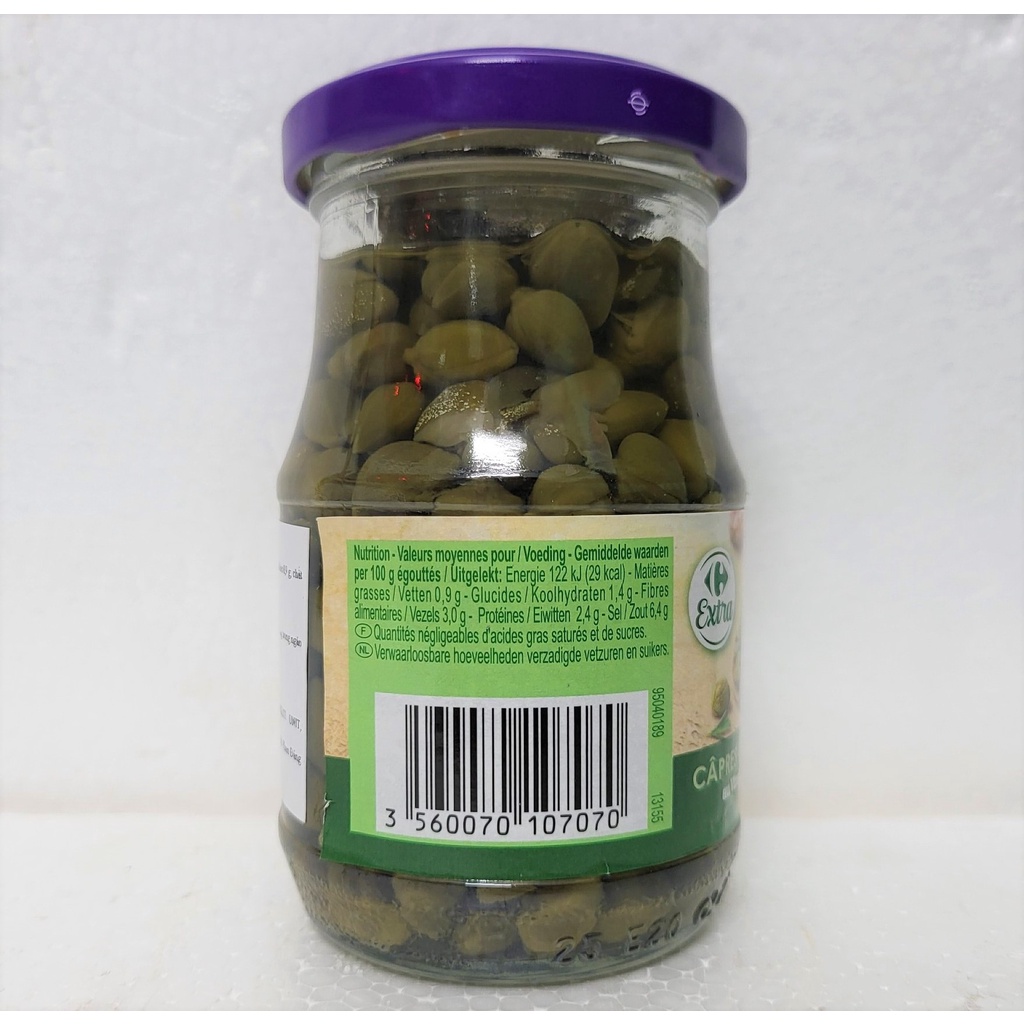 [Lọ 200g] NỤ BẠCH HOA NGÂM GIẤM Extra [Hungary] CARREFOUR Capers in Vinegar (atp)