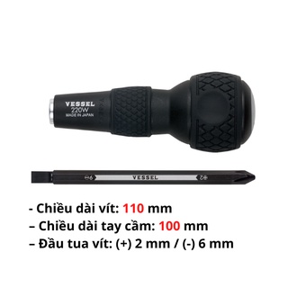 Tô vít 2 đầu cán mềm cao cấp Vessel Nhật Bản