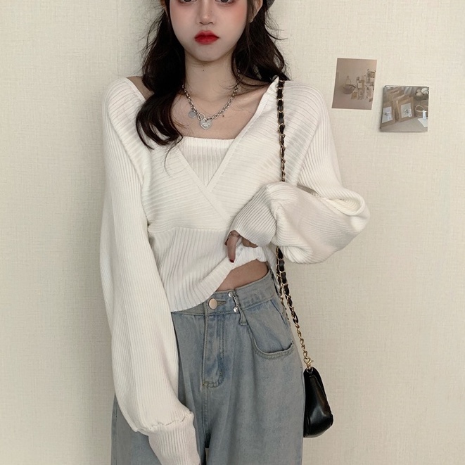 Áo len kiểu hàn quốc 2021, áo len trắng nữ tay dài thiết kế đẹp thời trang thu đông | BigBuy360 - bigbuy360.vn