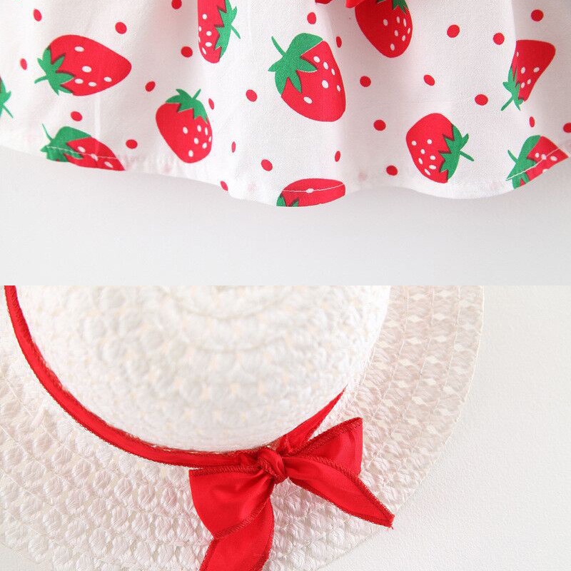 Đầm Thời Trang In Hình Quả Dâu Xinh Xắn Cho Bé Gái akku