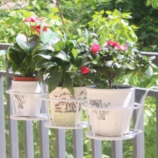 Chậu cây có móc - Giỏ sắt treo hoa cây cảnh decor trang trí ban công lan can hàng rào tiện lợi