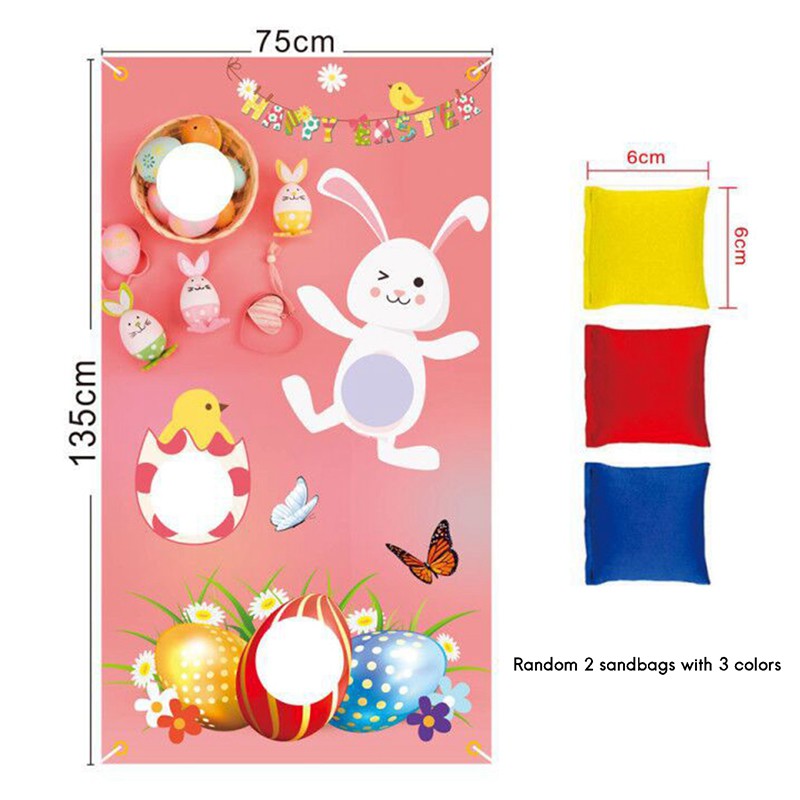 Easter Day Game with 2 Bean Bag Funny Cute Rabbit Sandbag Game Easter Flag Pitch Outdoor Indoor Party Game 1