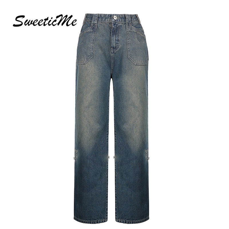 Quần Jean Nữ Ống Đứng Lưng Cao Form Rộng SweeticMe