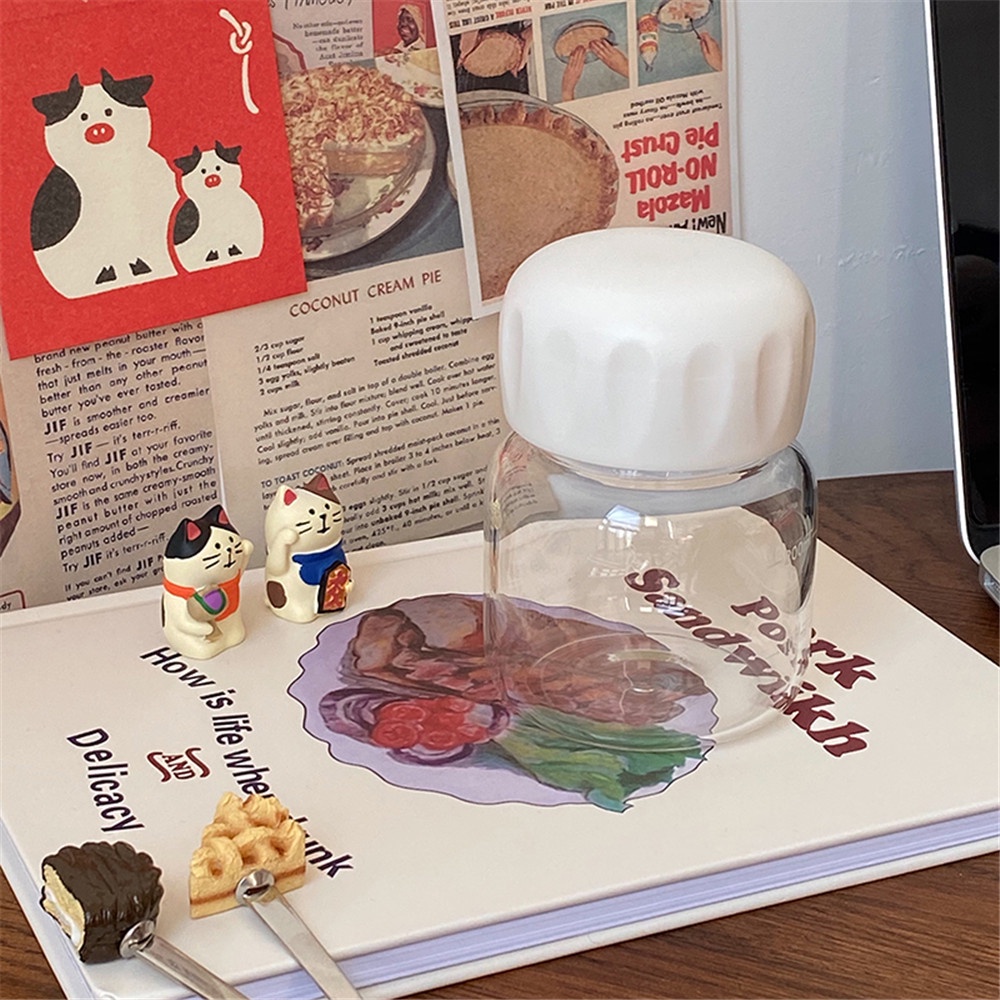 Bình Đựng Nước Mini 220ml Trong Suốt Thiết Kế Dễ Thương Kèm Nhãn Dán Tiện Dụng