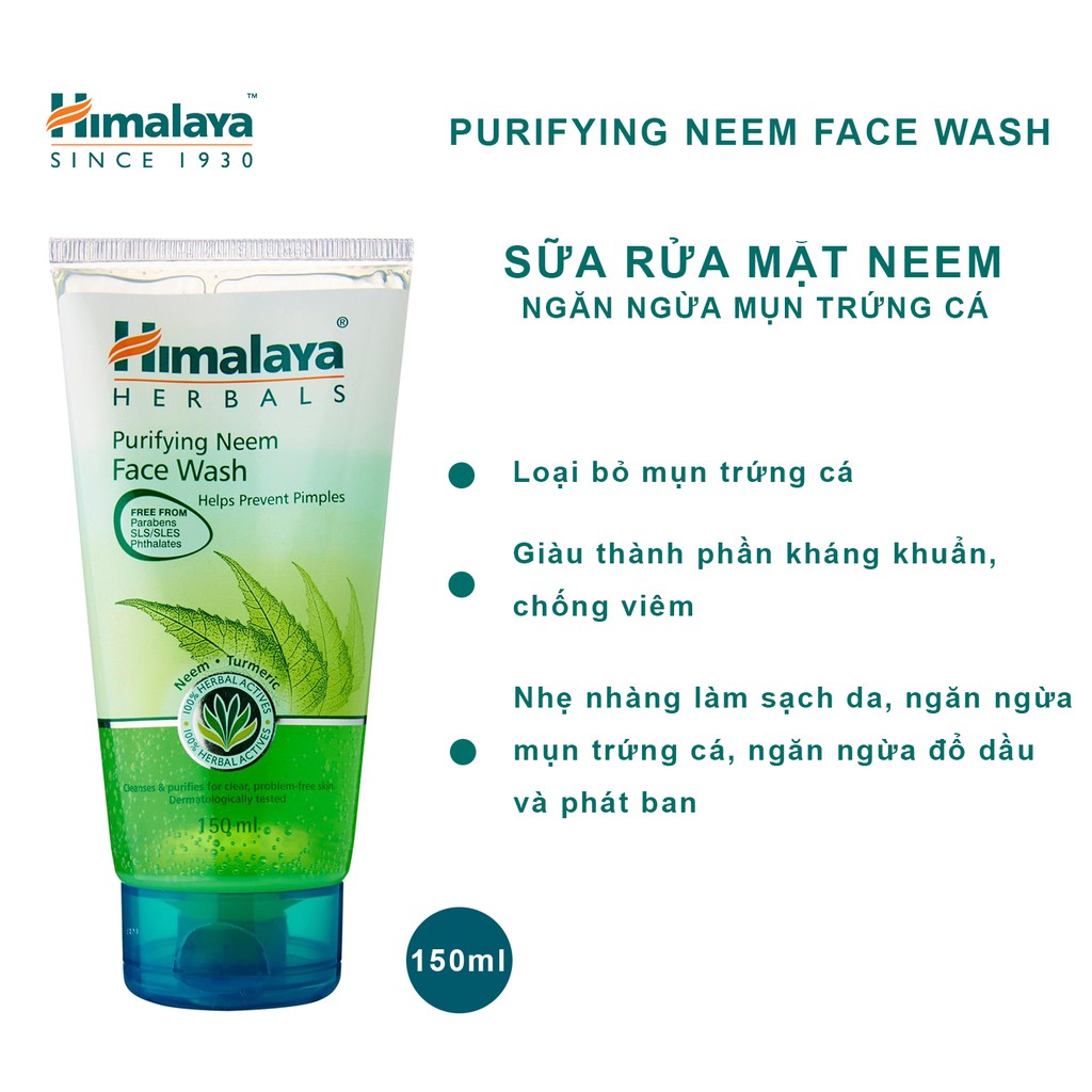 Sữa rửa mặt giảm mụn mờ thâm và sạch dầu thừa Himalaya Purifying Neem Face Wash 150ml | BigBuy360 - bigbuy360.vn