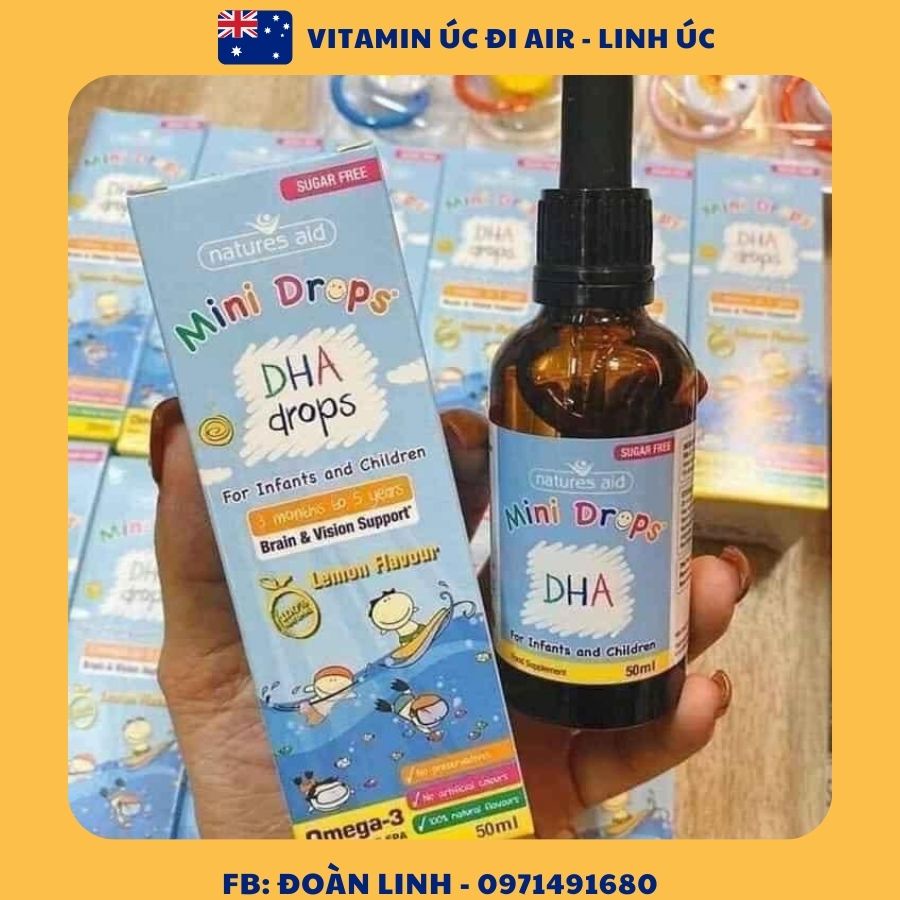 DHA Drops Natures Aid Anh 50ml, Hàng Chuẩn Anh, DHA Drops, Bổ sung DHA cho trẻ từ 3 tháng natures aid