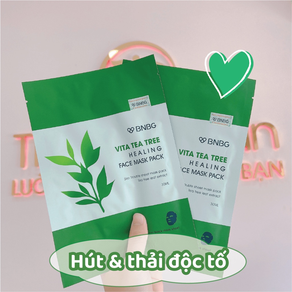 [COMBO 10 MIẾNG] Mặt Nạ BNBG Vita TEA TREE Healing Face Mask Pack Thải Độc Da Giảm Mụn 30ml