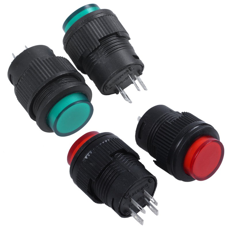4 Pcs 4 Terminals LED Lamp Momentary Push Button Switch DC 3V , 2 Pcs Green & 2 Pcs Red