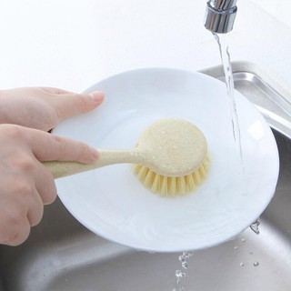 Bàn chải cọ xoong chảo vệ sinh bồn rửa có tay cầm bằng nhựa lúa mì (MS1)