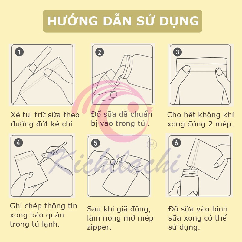 Hộp 50 túi trữ sữa 250ml không BPA, không mùi & 2 khóa zip an toàn cho Bé KICHI KICHILACHI