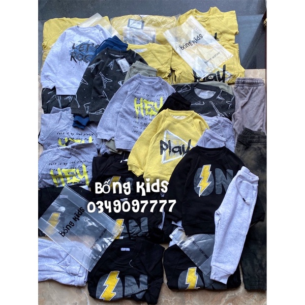 Bộ Nỉ Bé Trai Cotton Mềm Minene(quần giao ngẫu nhiên)