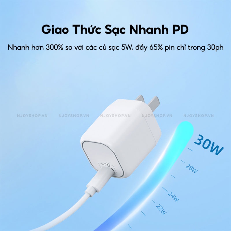 Củ Sạc Nhanh Đa Năng Wiwu Gan Pd 30w Thiết Kế Chân Gập Nhỏ Gọn Tiện Lợi Cho Điện Thoại Máy Tính Bảng