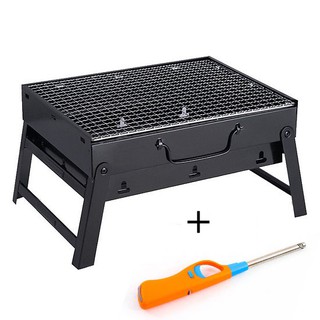 Bếp nướng than hoa không khói hình vuông tặng 1 súng mồi lửa MmsT9