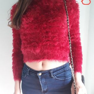 Áo len lông croptop tay dài C016